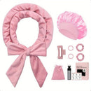 Pink No Heat Sleep Hair Curler 9Pcs Gift Set
