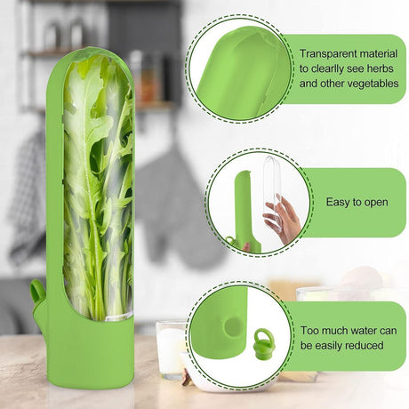 4Pcs Herb & Vegetable Fresh Storage Containers-Black