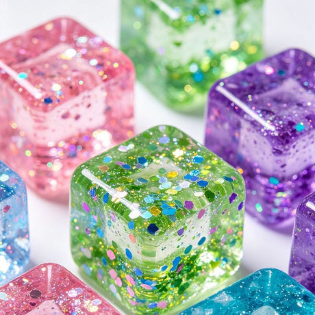 Purple Glitter Snowflake Ice Cube Squishy Toy