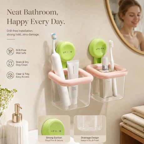 2pcs Wall-Mounted Storage Box - Sweetheart Pink