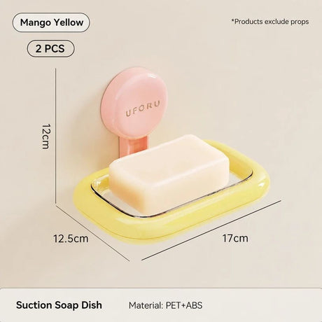 2pcs Suction Cup Soap Dish - Mango Yellow