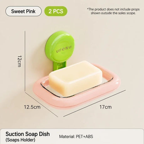 2pcs Suction Cup Soap Dish - Sweetheart Pink