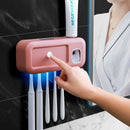 White Smart UV Sterilization Set, No-Drilling Wall-Mounted Toothbrush Organizer & Electric Toothbrush Sanitizer