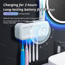 Gray Smart UV Sterilization Set, No-Drilling Wall-Mounted Toothbrush Organizer & Electric Toothbrush Sanitizer