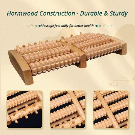 5-Row Roller Foot Massager, Wooden Home Pedicure & Foot Spa Massager, Mini Foot Roller