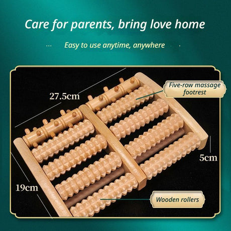 5-Row Roller Foot Massager, Wooden Home Pedicure & Foot Spa Massager, Mini Foot Roller