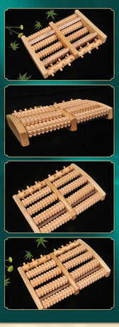 5-Row Roller Foot Massager, Wooden Home Pedicure & Foot Spa Massager, Mini Foot Roller