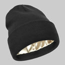 2Pcs Winter Thick Knit Beanie with Satin Lining, Fleece Warm Skull Cap for Men Women-blck 01