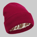 2Pcs Winter Thick Knit Beanie with Satin Lining, Fleece Warm Skull Cap for Men Women-red 03