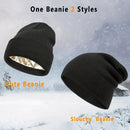 2Pcs Winter Thick Knit Beanie with Satin Lining, Fleece Warm Skull Cap for Men Women-khaki 04
