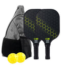 Yellow Pickleball Set with 2 Paddles-2 Balls And Triangular Carry Bag