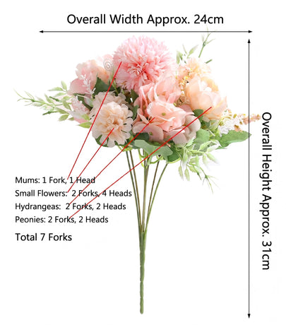 7-Branch Handheld Artificial Bouquet | Ins-Style Spring Romance, Long-Lasting Healing Little Happiness/7-prong rose hydrangea [ice white]