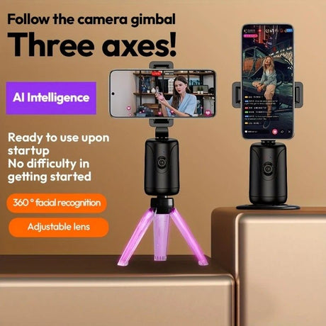 Mobile Cloud Auto-Tracking Smart Magic Stabilizer - AI Facial Recognition Desktop Phone Holder for Live Streaming