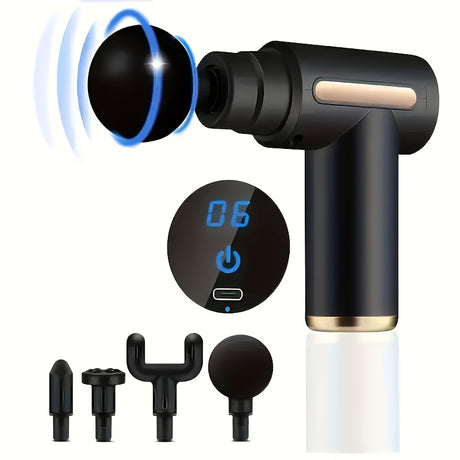 **Portable Deep Tissue Massager | 6-Speed & 4 Heads & 15-Min Timer｜Professional Muscle Recovery, Anytime Anywhere**