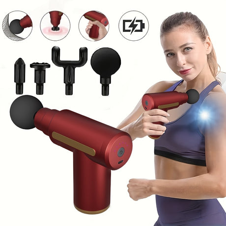 **Portable Deep Tissue Massager | 6-Speed & 4 Heads & 15-Min Timer｜Professional Muscle Recovery, Anytime Anywhere**GREEN