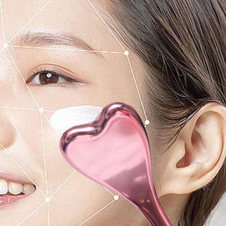 304 Stainless Steel Heart Shaped Roller Ball Massager: Face Lifting and Eye Soothing, Body Scraping and Relaxation, Lightweight and Portable, One Tool for Skincare and Body Care（black)