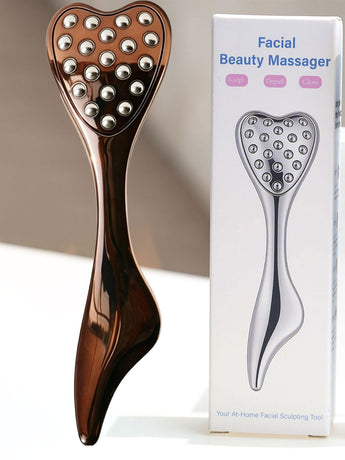304 Stainless Steel Heart Shaped Roller Ball Massager: Face Lifting and Eye Soothing, Body Scraping and Relaxation, Lightweight and Portable, One Tool for Skincare and Body Care（black)