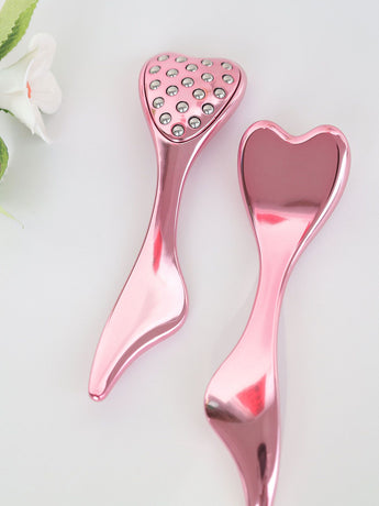 304 Stainless Steel Heart Shaped Roller Ball Massager: Face Lifting and Eye Soothing, Body Scraping and Relaxation, Lightweight and Portable, One Tool for Skincare and Body Care(PINK)