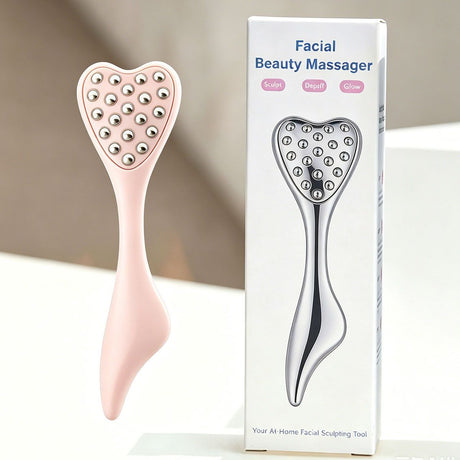 304 Stainless Steel Heart Shaped Roller Ball Massager: Face Lifting and Eye Soothing, Body Scraping and Relaxation, Lightweight and Portable, One Tool for Skincare and Body Care(coffee color)
