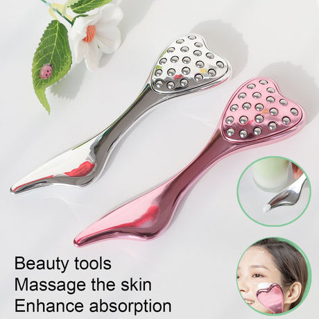 304 Stainless Steel Heart Shaped Roller Ball Massager: Face Lifting and Eye Soothing, Body Scraping and Relaxation, Lightweight and Portable, One Tool for Skincare and Body Care(silver)