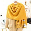 Solid Color Cashmere Wrap Scarf, Thickened for Warmth and Windproof, Bohemian-Style Winter Wardrobe Essential(orange)