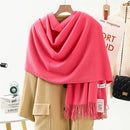 Solid Color Cashmere Wrap Scarf, Thickened for Warmth and Windproof, Bohemian-Style Winter Wardrobe Essential(orange)