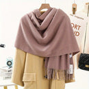 Solid Color Cashmere Wrap Scarf, Thickened for Warmth and Windproof, Bohemian-Style Winter Wardrobe Essential(Shenka)