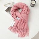 Solid Color Cashmere Wrap Scarf, Thickened for Warmth and Windproof, Bohemian-Style Winter Wardrobe Essential(sky blue)