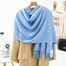 Solid Color Cashmere Wrap Scarf, Thickened for Warmth and Windproof, Bohemian-Style Winter Wardrobe Essential(burgundy43)
