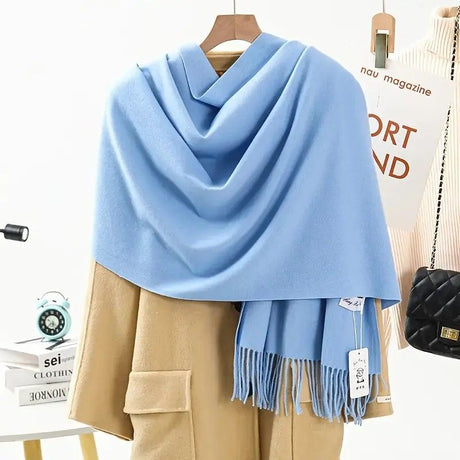 Solid Color Cashmere Wrap Scarf, Thickened for Warmth and Windproof, Bohemian-Style Winter Wardrobe Essential(burgundy43)
