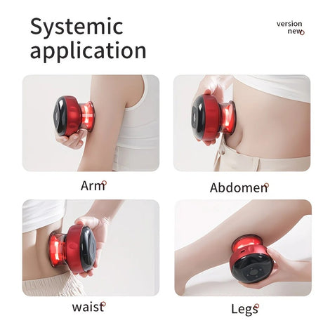 Red Smart Cupping Massager: Wireless & Portable/One-Button Pressure Release/12-Level Red Light Heat Therapy, Detachable & Easy to Clean, Full-Body Applicable for Circulation Boost, Revitalize Your Body and Mind at Home or On the Go