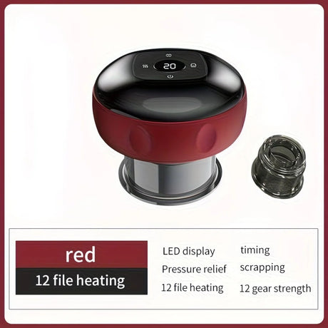 Smart Cupping Massager: Wireless & Portable/One-Button Pressure Release/12-Level Red Light Heat Therapy, Detachable & Easy to Clean, Full-Body Applicable for Circulation Boost, Revitalize Your Body and Mind at Home or On the Go,black