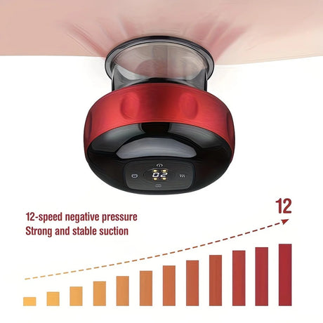 Blue Smart Cupping Massager: Wireless & Portable/One-Button Pressure Release/12-Level Red Light Heat Therapy, Detachable & Easy to Clean, Full-Body Applicable for Circulation Boost, Revitalize Your Body and Mind at Home or On the Go