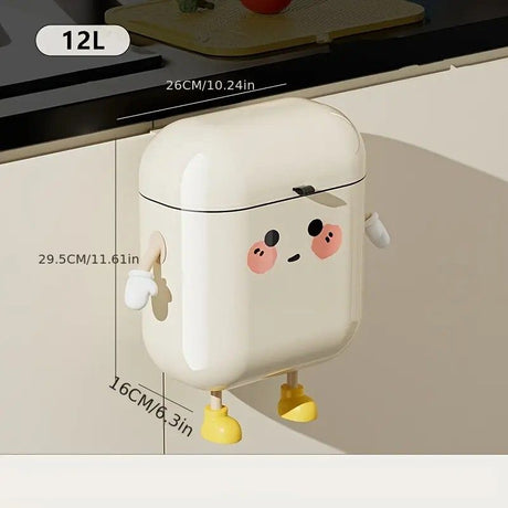 Wall Mount Kitchen Bin No Drill Adhesive Cabinet Door  9L Space Saver