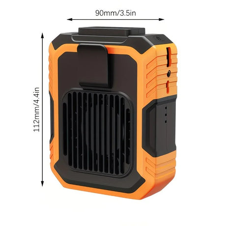 Wall-mounted USB rechargeable dual-purpose fan, integrating rapid cooling, dehumidification, and lighting functions. Features three-speed wind adjustment, can be worn on the waist via a hanging strap, with quiet operation, GREEN