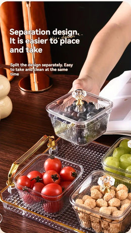 1-Piece 8-Compartment Snack Tray, BPA-Free Plastic Food-Grade Snack Organizer, Perfect for Nuts, Fruits, Candies, Potato Chips - Elegant Gold Decor for Home Entertainment, Party Snack Table Decoration, Party Snack Storage Box | Gold-Plated Tray