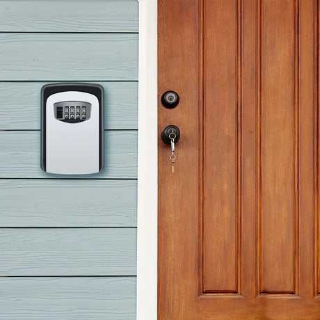 Household Wall-Mounted Key Box, Waterproof Secure Key Lockbox with Combination Lock, Large-Capacity Outdoor Key Safe for Storing Spare House Keys.grey