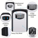 Household Wall-Mounted Key Box, Waterproof Secure Key Lockbox with Combination Lock, Large-Capacity Outdoor Key Safe for Storing Spare House Keys.grey
