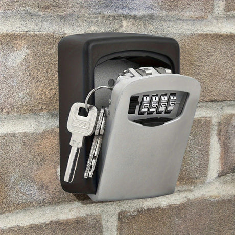 Household Wall-Mounted Key Box, Waterproof Secure Key Lockbox with Combination Lock, Large-Capacity Outdoor Key Safe for Storing Spare House Keys.grey