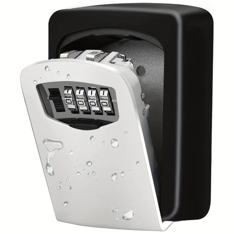 Household Wall-Mounted Key Box, Waterproof Secure Key Lockbox with Combination Lock, Large-Capacity Outdoor Key Safe for Storing Spare House Keys.BLACK