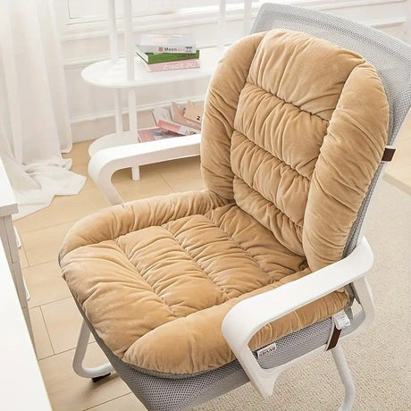 Winter Thick Fleece Seat & Back Cushion Set - 90cm Sofa Office Chair Warmer （sandy beige）