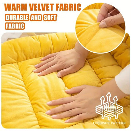 Winter Thick Fleece Seat & Back Cushion Set - 90cm Sofa Office Chair Warmer （wine red）