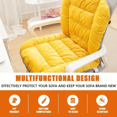 Winter Thick Fleece Seat & Back Cushion Set - 90cm Sofa Office Chair Warmer （wine red）