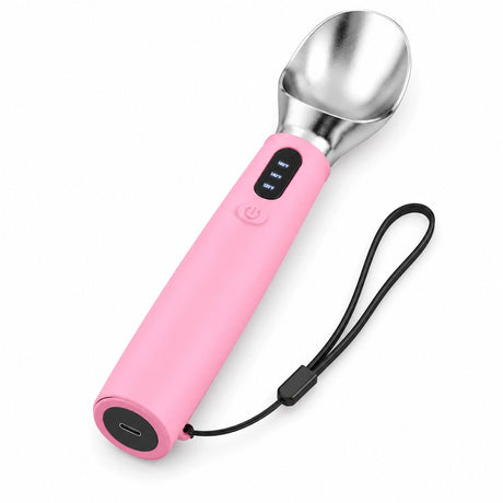 Rechargeable Smart Heated Ice Cream Scoop, 3 Temperature Settings for Quick Scooping, Zinc Alloy Head with Silicone Handle, Type-C Charging, Essential Home Dessert Tool./WHITE