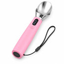 Rechargeable Smart Heated Ice Cream Scoop, 3 Temperature Settings for Quick Scooping, Zinc Alloy Head with Silicone Handle, Type-C Charging, Essential Home Dessert Tool./PINK