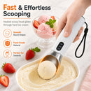 Rechargeable Smart Heated Ice Cream Scoop, 3 Temperature Settings for Quick Scooping, Zinc Alloy Head with Silicone Handle, Type-C Charging, Essential Home Dessert Tool./PINK