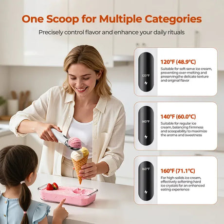 Rechargeable Smart Heated Ice Cream Scoop, 3 Temperature Settings for Quick Scooping, Zinc Alloy Head with Silicone Handle, Type-C Charging, Essential Home Dessert Tool./PINK