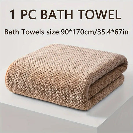 Modern Pineapple Grid Design Ultra-Soft Coral Fleece Bath Towel｜90x170cm Extra Thick Strong Absorption, Suitable for Bathroom, Gym, Hotel, and Home Use.(white)