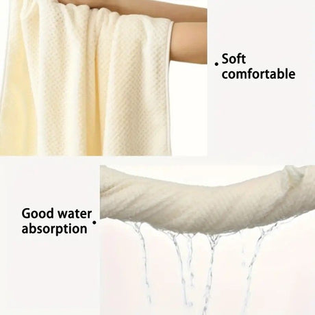 Modern Pineapple Grid Design Ultra-Soft Coral Fleece Bath Towel｜90x170cm Extra Thick Strong Absorption, Suitable for Bathroom, Gym, Hotel, and Home Use.(light blue)
