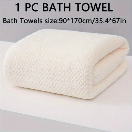 Modern Pineapple Grid Design Ultra-Soft Coral Fleece Bath Towel｜90x170cm Extra Thick Strong Absorption, Suitable for Bathroom, Gym, Hotel, and Home Use.(Dark grey)